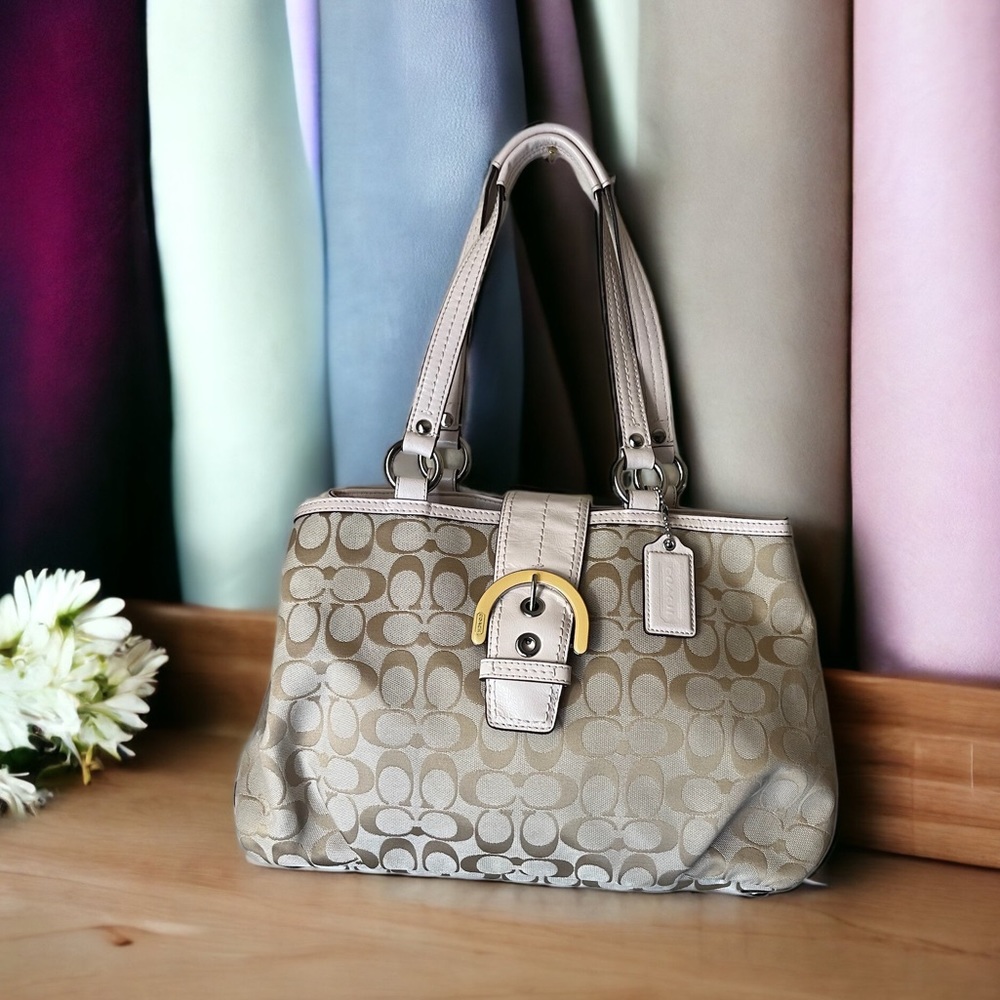 COACH Soho Leather & Canvas Shoulder Bag